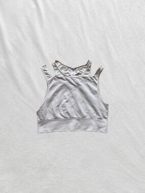 white bralette crop top with cutouts